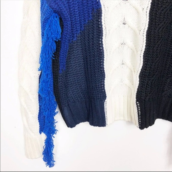 Colorblock ribbed cable knit fringe sweater weather outfit - Picture 13 of 14